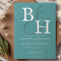 Aquamarine Minimalistische Monogramm-Hochzeit