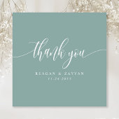 Aquamarine Minimalistische Skripthochzeit Dankeskarte