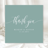 Aquamarine Minimalistische Skripthochzeit Dankeskarte