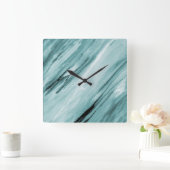 Aquamarine Minze Abstrakt Quadratische Wanduhr (Zuhause)