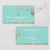 Aquamarine Minze Gold Sparkle Reinigung Magd Janit Visitenkarte (Vorne/Hinten)