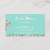 Aquamarine Minze Gold Sparkle Reinigung Magd Janit Visitenkarte (Rückseite)