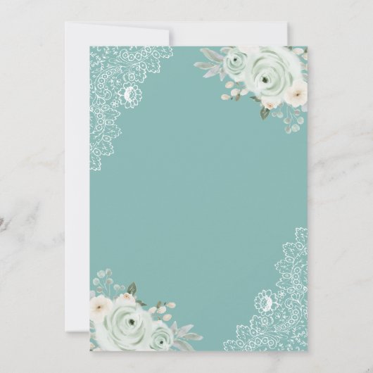 Aquamarine Minzensage Grüne Blumenspitze muslimisc Einladung (Rückseite)