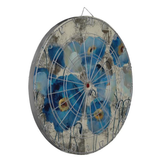 Aquamarine mit Blumen Dartscheibe (Vorderseite Links)