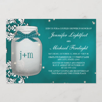 Aquamarine Mit Monogramm Firefon Jar Paare Dusche Einladung