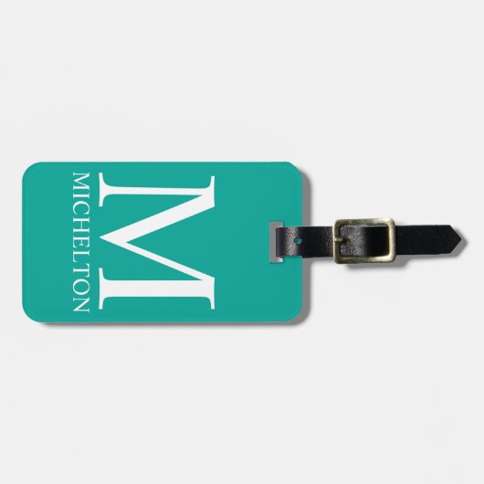 Aquamarine Mit Monogramm Gepäckanhänger (Vorderseite horizontal)