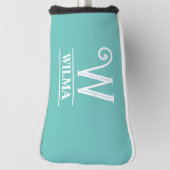 Aquamarine Mit Monogramm Putter Golf Head Cover Golf Headcover (Rotieren 90)