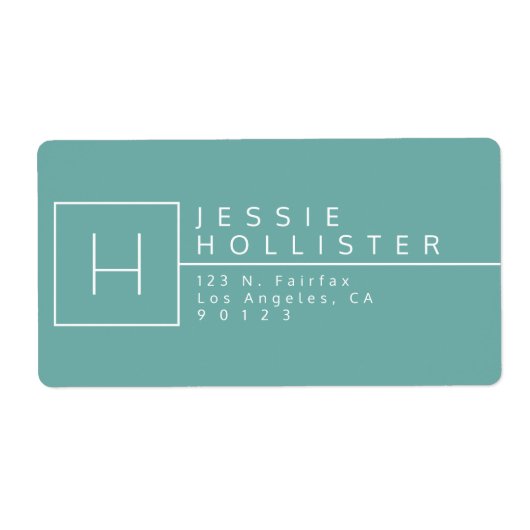 Aquamarine Mit Monogramm Rücksendeadresse (Vorne)