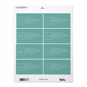 Aquamarine Mit Monogramm Rücksendeadresse (Vorne)