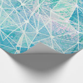 Aquamarine mit weißem Geometriespannraum Geschenkpapier (Ecke)