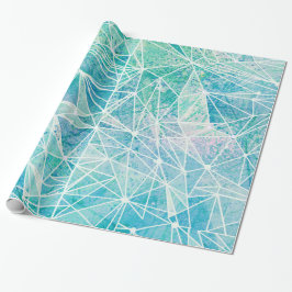 Aquamarine mit weißem Geometriespannraum Geschenkpapier