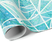 Aquamarine mit weißem Geometriespannraum Geschenkpapier (Rolleneckpunkt)