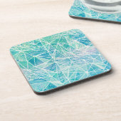 Aquamarine mit weißem Geometriespannraum Getränkeuntersetzer (Linke Seite)