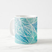 Aquamarine mit weißem Geometriespannraum Kaffeetasse (Vorderseite Links)