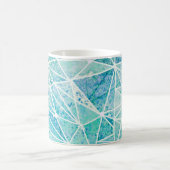 Aquamarine mit weißem Geometriespannraum Kaffeetasse (Mittel)