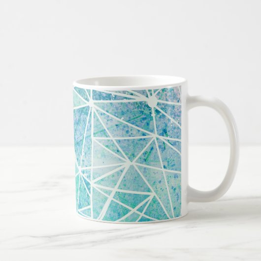 Aquamarine mit weißem Geometriespannraum Kaffeetasse (Rechts)