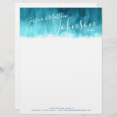 Aquamarine moderne abstrakte Kunst, frisch gebacke Briefbogen (Vorne/Hinten)