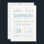 Aquamarine, moderne, einfache Typografie Überrasch Einladung<br><div class="desc">Moderne und minimale Typografie Spaß Erwachsene Überraschung Geburtstagsfeier in Türkisblau,  Gelb und Weiß,  großartig für 21.,  30.,  40.,  50.,  60.,  70.,  80.,  90. oder jedes andere Alter einfache Geburtstagsfeier,  Überraschungs-Party,  oder andere Gelegenheiten! Stellen Sie es mit Ihren eigenen Text- und Party-Informationen ein.</div>
