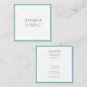 Aquamarine moderne, elegante Minimalistische Vorla Quadratische Visitenkarte (Vorne/Hinten)