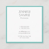 Aquamarine moderne, elegante Minimalistische Vorla Quadratische Visitenkarte (Rückseite)