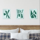 Aquamarine moderne Gouache Print Polygon Forms Bilderwand Sets (Schlafzimmer)