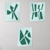 Aquamarine moderne Gouache Print Polygon Forms Bilderwand Sets (Vorderseite)