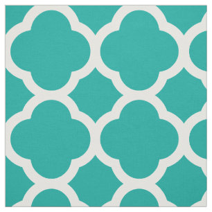 Aquamarine moderne Quatrefolie Grosser Maßstab Stoff