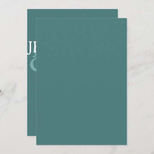 Aquamarine, moderne und einfache Hochzeitseinladun Einladung (Vorne/Hinten)