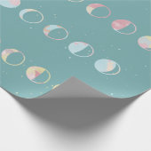 Aquamarine Mondphasen Geschenkpapier (Ecke)