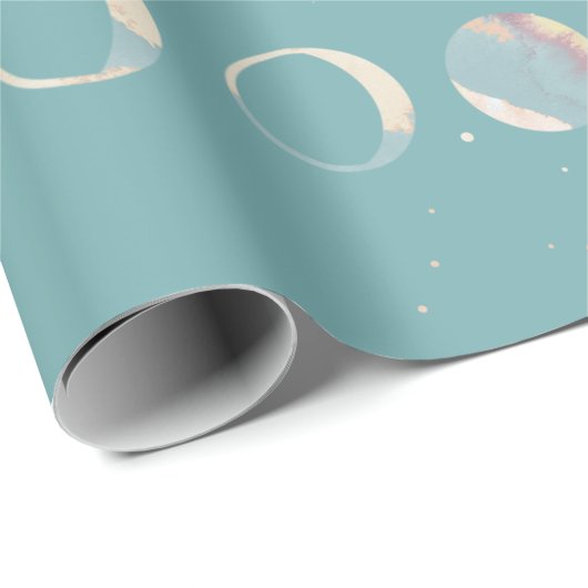 Aquamarine Mondphasen Geschenkpapier (Rolleneckpunkt)