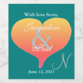 Aquamarine Mongram Labels für das Sonnenuntergang  Weinetikett (Einzelnes Label)