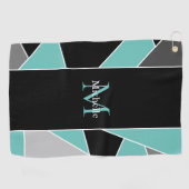 Aquamarine Monogram Abstrakt Geometrie Ladys Golfhandtuch (Horizontal)