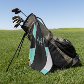 Aquamarine Monogram Abstrakt Geometrie Ladys Golfhandtuch (Gras)