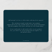 Aquamarine Monogram + Laurel Abschluss Ankündigung (Rückseite)