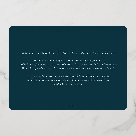 Aquamarine Monogram + Laurel Abschluss Ankündigung (Rückseite)