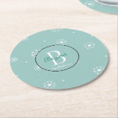 Aquamarine Monogram Snowflake Untersetzer (Angewinkelt)