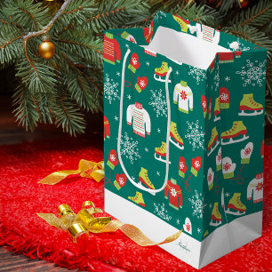 Aquamarine Monogram Snowflakes Muster Weihnachten Mittlere Geschenktüte