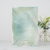 Aquamarine Monogramm Ziernähte Briefpapier (Stehend Vorderseite)