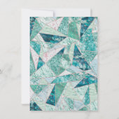Aquamarine Mosaik-Marmordreiecke Einladung Hochzei (Rückseite)