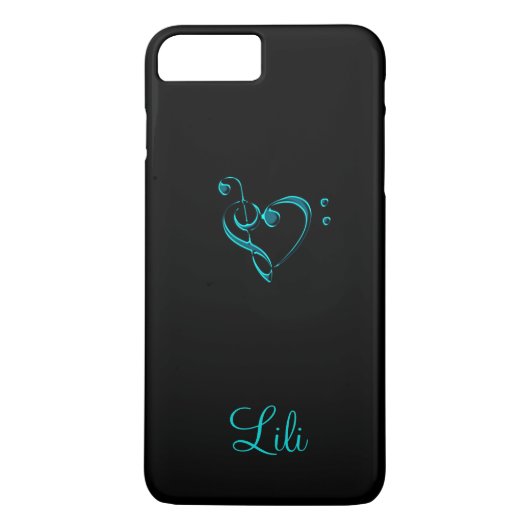 Aquamarine Musikclef-Herz iPhone 7 Plusfall Case-Mate iPhone Hülle (Rückseite)