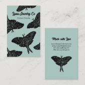 Aquamarine mystical Luna Moth Blank Business Card Visitenkarte (Vorne/Hinten)