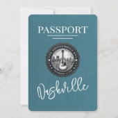 Aquamarine Nashville Passport Wedding Einladung (Rückseite)