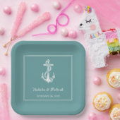 Aquamarine Nautical Anchor Wedding Paper Teller (Party)
