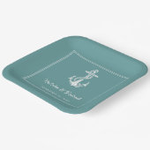 Aquamarine Nautical Anchor Wedding Paper Teller (Gewinkelt)