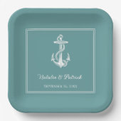 Aquamarine Nautical Anchor Wedding Paper Teller (Vorderseite)