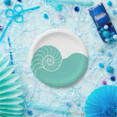 Aquamarine Nautilus-SeeMuschel Pappteller (Party)