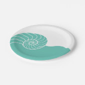 Aquamarine Nautilus-SeeMuschel Pappteller (Schrägansicht)