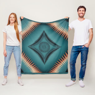 Aquamarine Navajo Peach Sunburst Familien geben Ge Fleecedecke