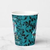 Aquamarine Neon Rollerskate Geburtstagspartei Pappbecher (Links)