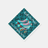 Aquamarine Neon Rollerskate Geburtstagspartei Serviette (Ecke)